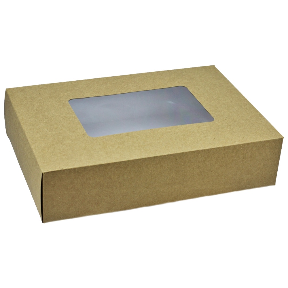 Platter Box Window w/Tray Kraft 350x240x80mm | Myerton Packaging